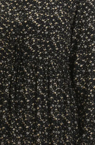 Petite Robe Fleurie Viscose 0391-05 Noir 0391-05