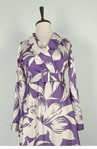 Robe En Satin à Motifs Grande Taille Lilas 7863 1289