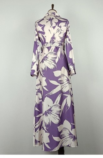 Robe En Satin à Motifs Grande Taille Lilas 7863 1289