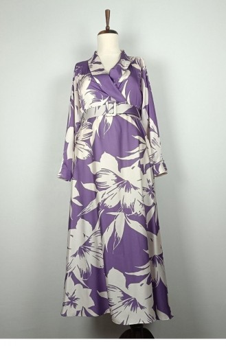 Robe En Satin à Motifs Grande Taille Lilas 7863 1289