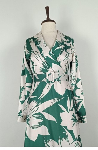 Plus Size Satijnen Jurk Met Patroon Emerald 7863 1290