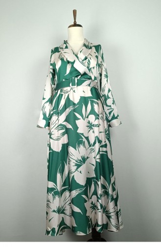 Plus Size Satijnen Jurk Met Patroon Emerald 7863 1290