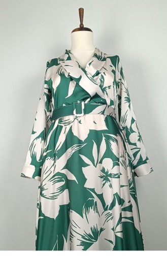 Plus Size Satijnen Jurk Met Patroon Emerald 7863 1290