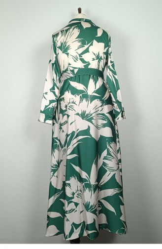 Plus Size Satijnen Jurk Met Patroon Emerald 7863 1290