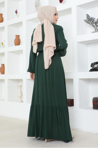 1122Sgs Viscose-jurk Met Knopen Smaragdgroen 16922