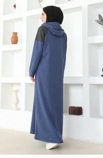 Robe Hijab Détaillée Aux épaules 2082Mg Indigo 17018