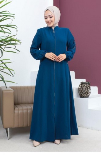 6106SMR Mouw Gedetailleerde Abaya Indigo 17044