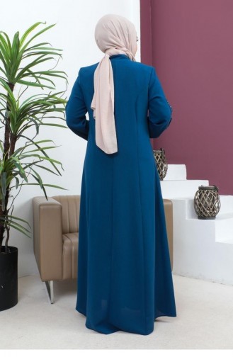 6106SMR Mouw Gedetailleerde Abaya Indigo 17044