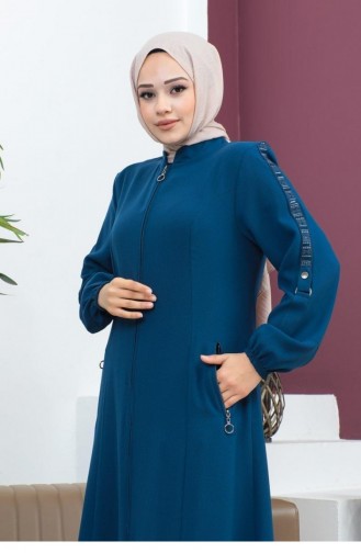 6106SMR Mouw Gedetailleerde Abaya Indigo 17044