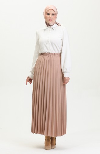 Pleated Crepe Skirt Beige 4339 1231