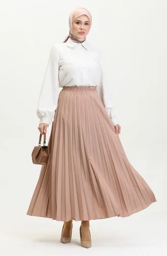 Jupe Plissée En Crêpe Beige 4339 1231