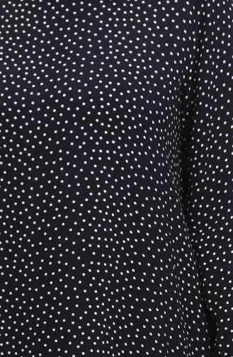 Shirred Skirt Polka Dot Viscose Dress 2064-05 Navy Blue 2064-06