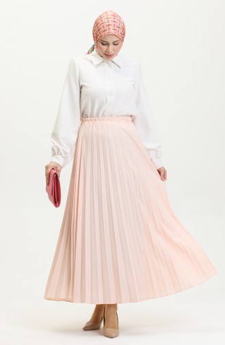 Pleated Crepe Skirt Powder 4339 1230