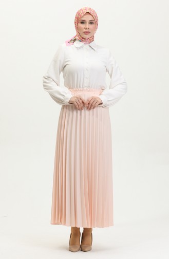 Pleated Crepe Skirt Powder 4339 1230