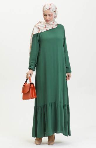 Robe Viscose Jupe Froncee 2089-03 Vert Emeraude 2089-03