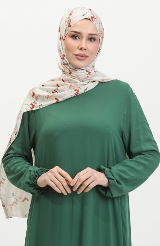 Robe Viscose Jupe Froncee 2089-03 Vert Emeraude 2089-03