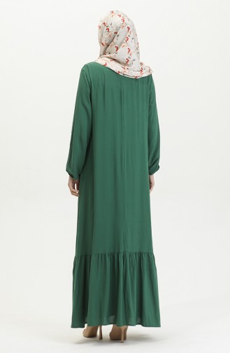 Robe Viscose Jupe Froncee 2089-03 Vert Emeraude 2089-03