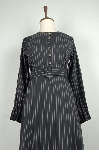 Stripe Patterned Dress Black 7865 1298
