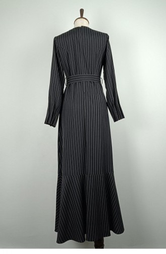 Streifengemustertes Kleid Schwarz 7865 1298