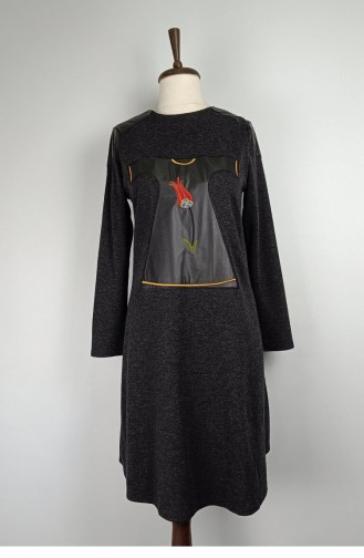 Lederbedruckte Tunika Schwarz T730 721