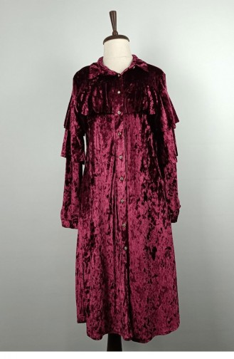 Flounced Velvet Tunic Claret Red T1007 823