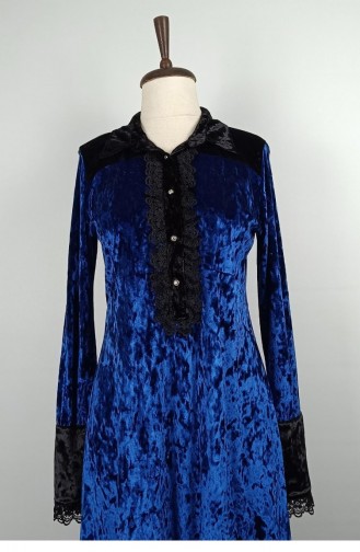 Tunique Velours Dentelle Bleu T1003 825