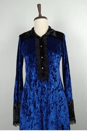 Tunique Velours Dentelle Bleu T1003 825