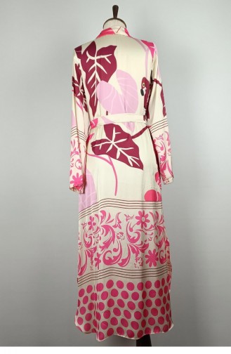 Buttoned Satin Dress Fuchsia K327 877