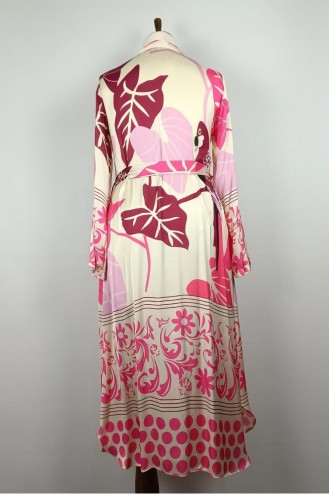 Buttoned Satin Dress Fuchsia K327 877