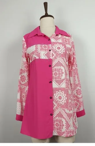 Bedrukt Overhemd Roze T1683 992