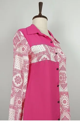 Bedrukt Overhemd Roze T1683 992