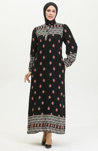 فستان فيسكوز بتصميم مُطبع 0397-01 لون أسود 0397-01