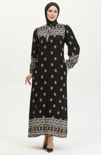Viscose Patterned Dress 0397-01 Black 0397-01