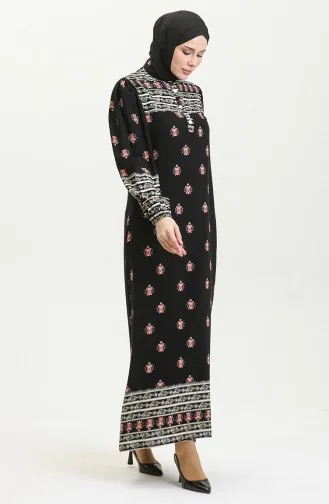 Viscose Patterned Dress 0397-01 Black 0397-01