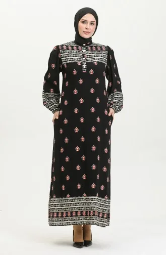 Viscose Patterned Dress 0397-01 Black 0397-01