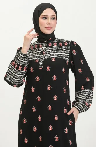 Viscose Patterned Dress 0397-01 Black 0397-01