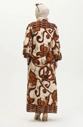 Viscose Color Garnished Half Button Dress 0396-01 Tan Beige 0396-01