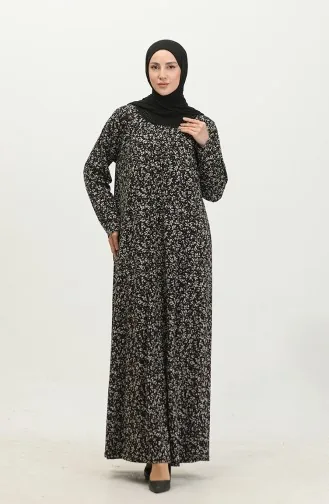 Großes Viskosekleid Mit Steinmuster 4430A-01 Schwarzbraun 4430A-01