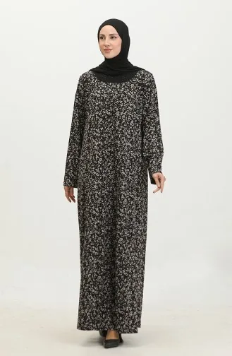 Großes Viskosekleid Mit Steinmuster 4430A-01 Schwarzbraun 4430A-01