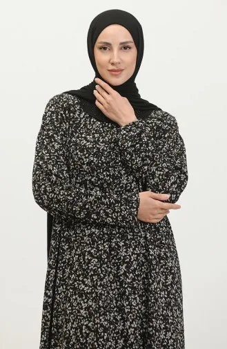 Großes Viskosekleid Mit Steinmuster 4430A-01 Schwarzbraun 4430A-01