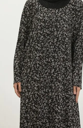 Großes Viskosekleid Mit Steinmuster 4430A-01 Schwarzbraun 4430A-01