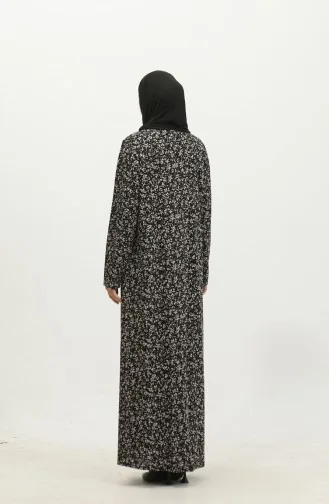 Großes Viskosekleid Mit Steinmuster 4430A-01 Schwarzbraun 4430A-01