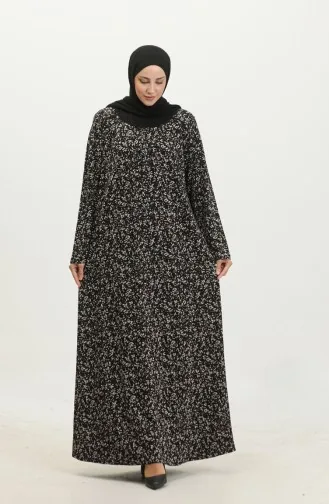 Großes Viskosekleid Mit Steinmuster 4430A-02 Schwarz Weinrot 4430A-02