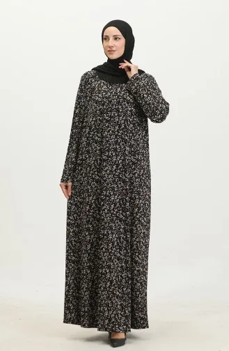 Großes Viskosekleid Mit Steinmuster 4430A-02 Schwarz Weinrot 4430A-02
