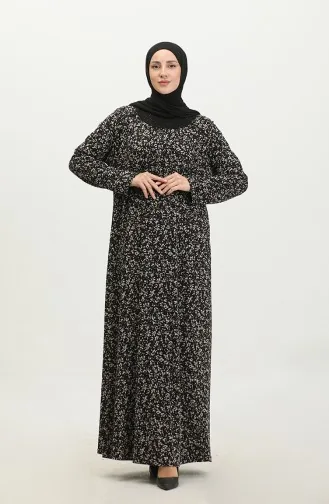 Großes Viskosekleid Mit Steinmuster 4430A-02 Schwarz Weinrot 4430A-02