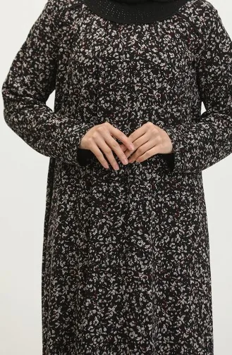 Großes Viskosekleid Mit Steinmuster 4430A-02 Schwarz Weinrot 4430A-02