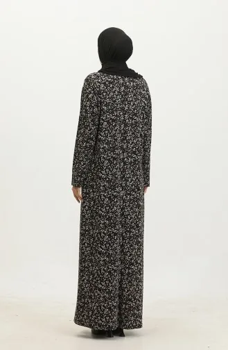 Großes Viskosekleid Mit Steinmuster 4430A-02 Schwarz Weinrot 4430A-02
