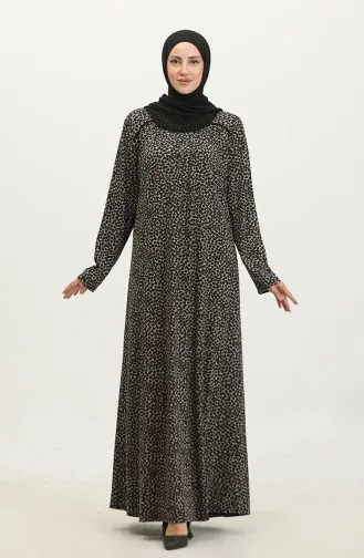 Großes Viskosekleid Mit Steinmuster 4430H-01 Schwarz 4430H-01