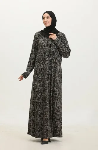 Großes Viskosekleid Mit Steinmuster 4430H-01 Schwarz 4430H-01