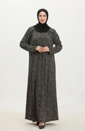 Großes Viskosekleid Mit Steinmuster 4430H-01 Schwarz 4430H-01